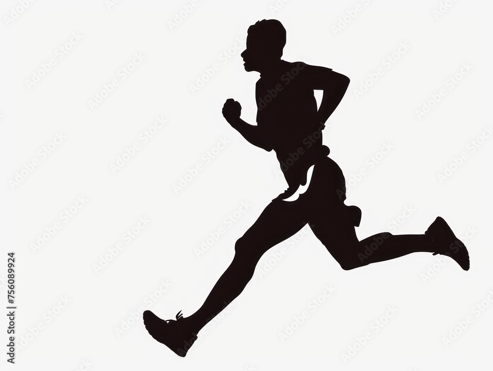 runner black vector silhouette, white background