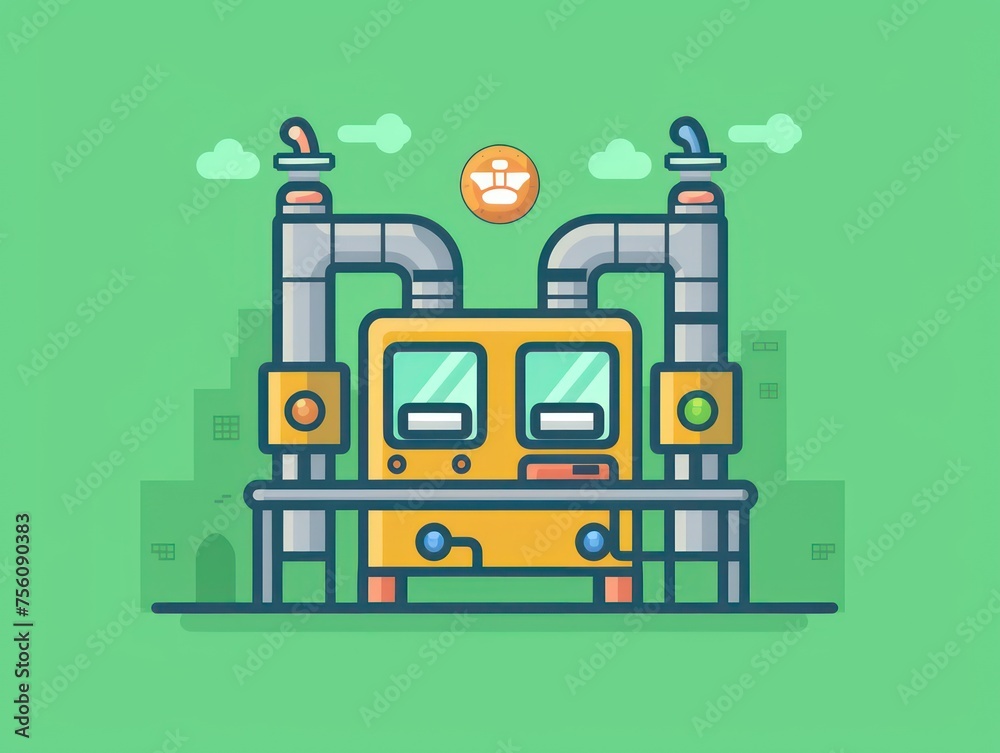 simple factory icon, green background simple factory icon, green background
