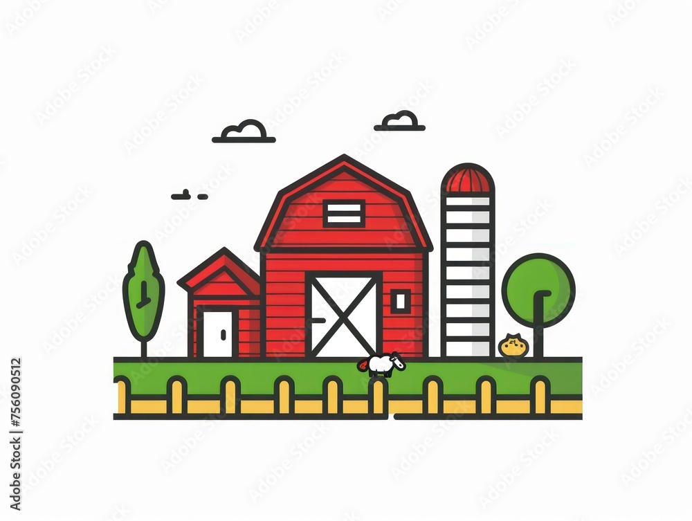 farm barn simple icon, white background farm barn simple icon, white background
