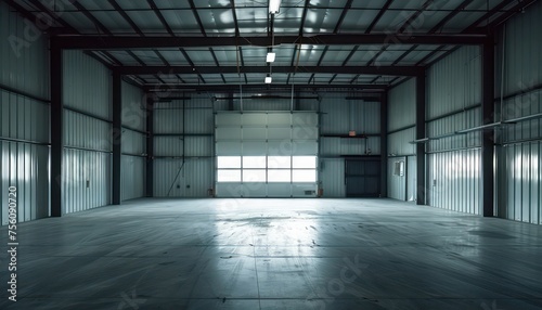 small empty warehouse, gray, daytime