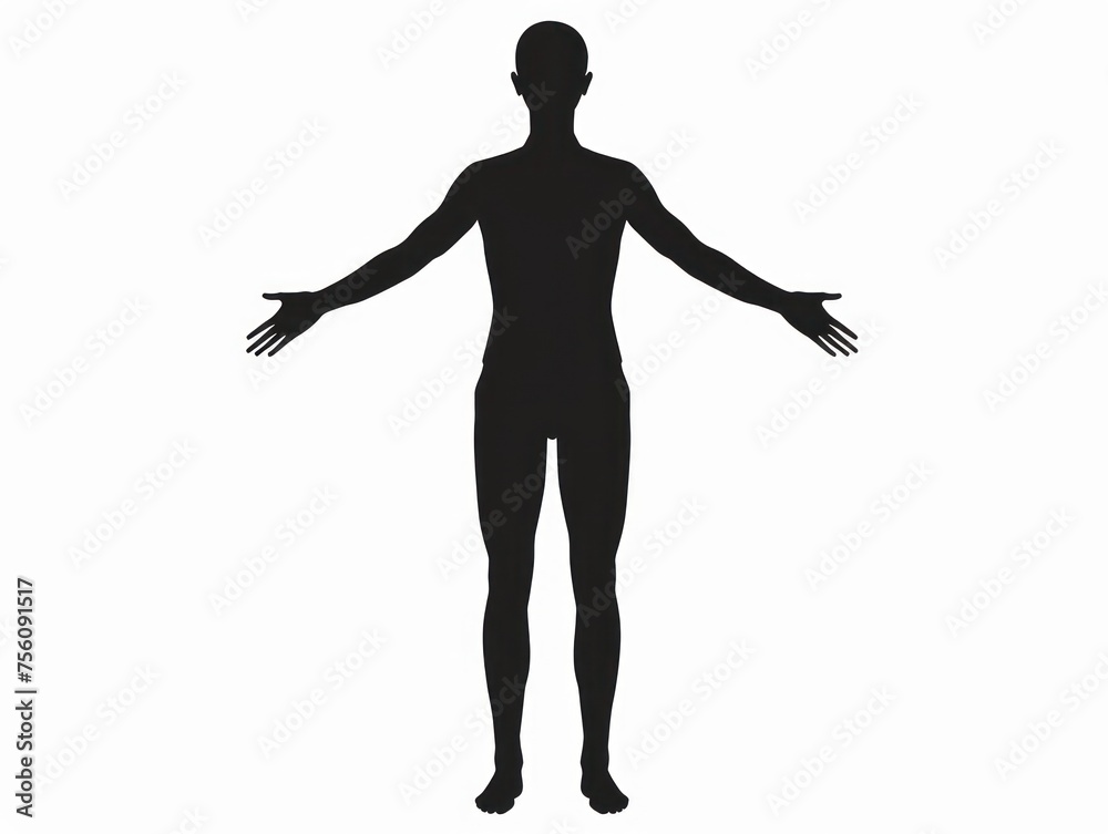 person, solid color black on white background, arms out to sides, t-pose, blank background person, solid color black on white background, arms out to sides, t-pose, blank background