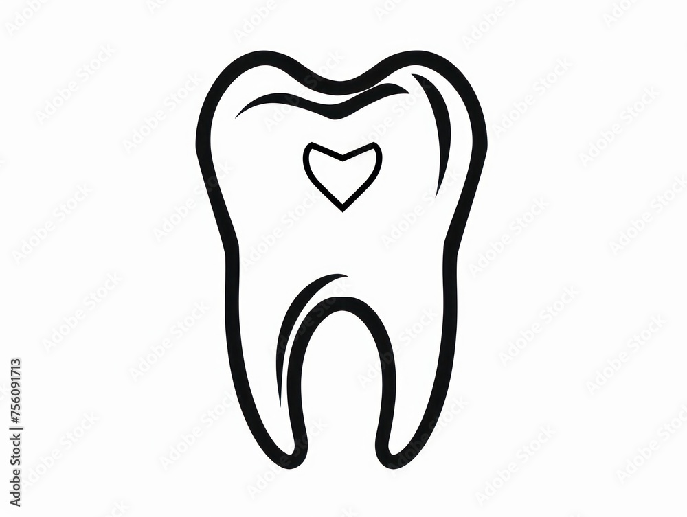 tooth icon line art, black, clear white background tooth icon line art, black, clear white background