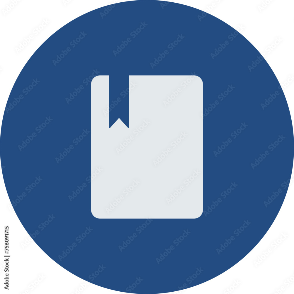 Simple book bookmark icon in blue circle.Vector illustration. Flat design style. Simple book bookmark icon in blue circle.Vector illustration. Flat design style.