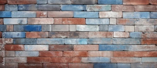 An electric blue brick wall closeup showcasing the intricate brickwork and rectangular shapes of this composite building material  creating a stunning facade