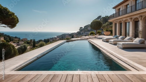 Exquisite mansion perched on the serene shores of the French Riviera, offering sweeping views of the azure Mediterranean and private terraces overlooking the coastal beauty photo