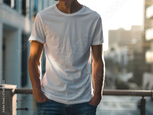 a boy with a white t shirt mockup