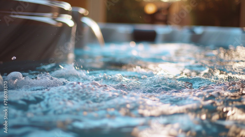 A closeup of the filtration system of a hot tub ensuring the water is always clean and ready for a soak. photo