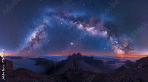 Milky Way Panorama. Universe and night starry sky. © Wasin Arsasoi