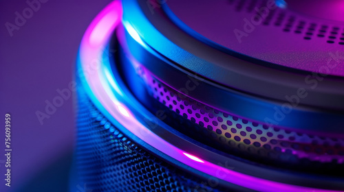 An up close shot of the hubs builtin speaker allowing users to play music or receive spoken notifications from their connected devices. photo