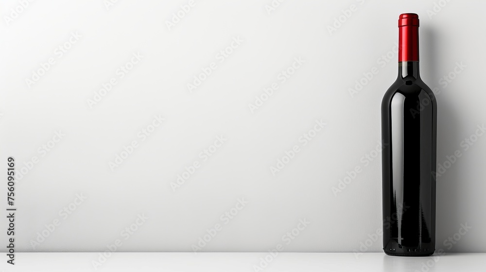 Elegant presentation of a single red wine bottle isolated on a pristine white background Elegant presentation of a single red wine bottle isolated on a pristine white background