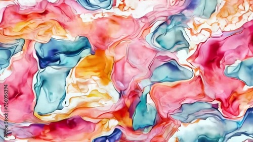 Abstract Liquid watercolor flow contemporary art design, motion photo