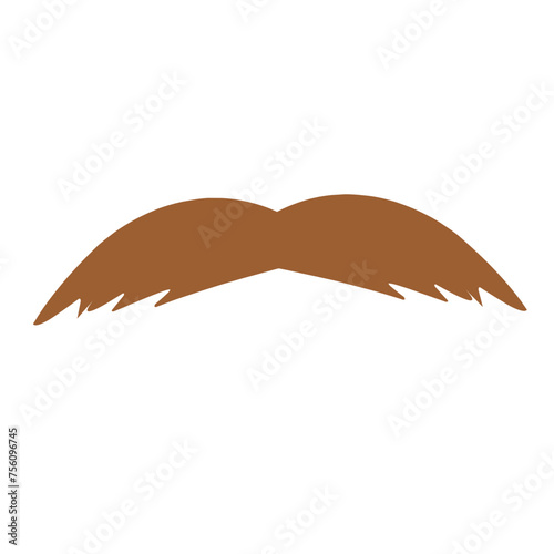 Collection of brown color mustaches of various shapes on a white background.