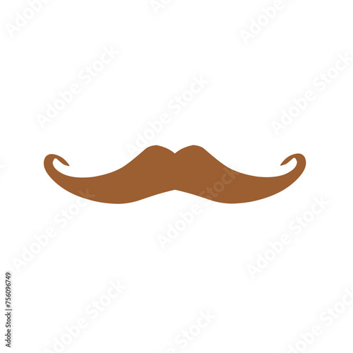 Collection of brown color mustaches of various shapes on a white background.