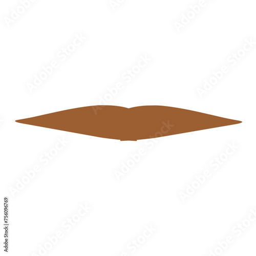 Collection of brown color mustaches of various shapes on a white background.