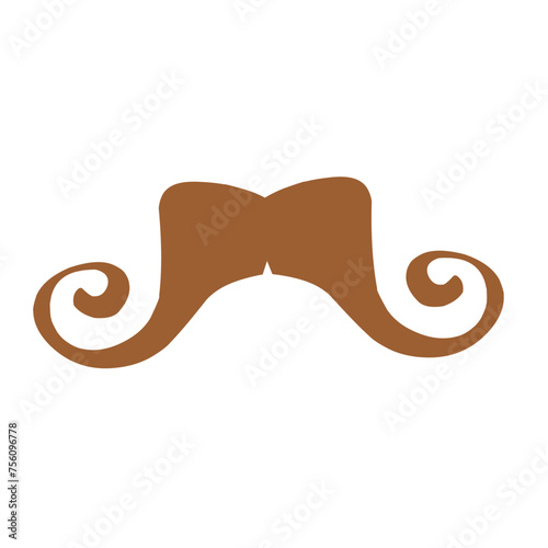 Collection of brown color mustaches of various shapes on a white background.