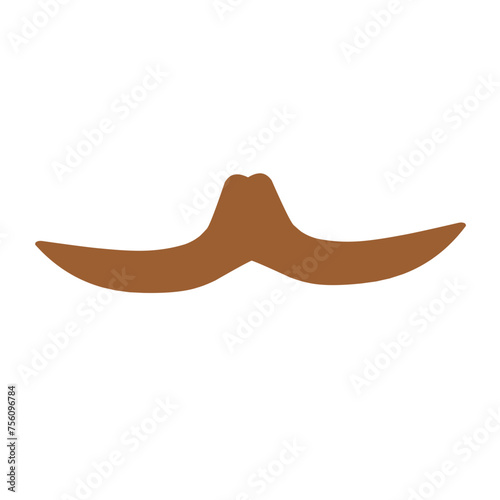 Collection of brown color mustaches of various shapes on a white background.