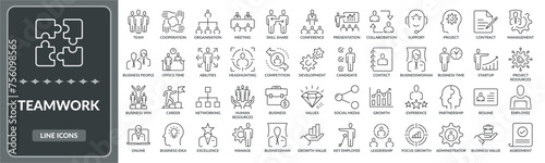 Set of Teamwork line icons. Collection of teamwork icon EPS10 - Stock Vector