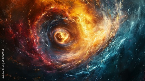 Colorful vortex energy  cosmic spiral waves  multicolor swirls explosion. Abstract futuristic digital background