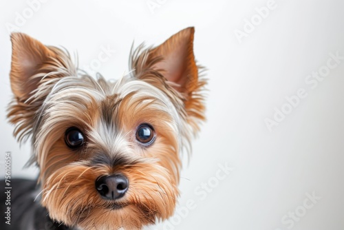 Close-up face of Yorkshire terrier, attentive look