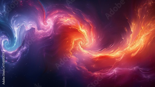 Colorful vortex energy, cosmic spiral waves, multicolor swirls explosion. Abstract futuristic digital background