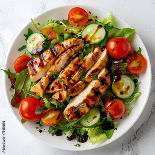 grilled chicken salad and veggies