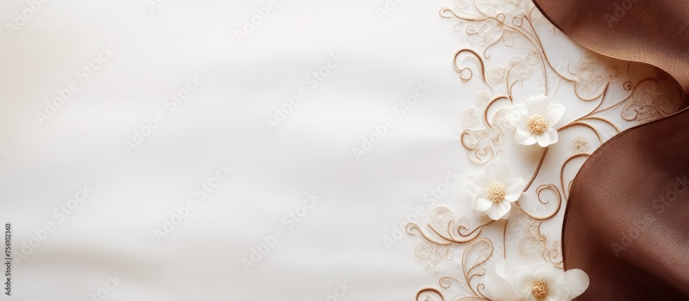 Fototapeta premium a close up of a chocolate cake with flowers on it . High quality