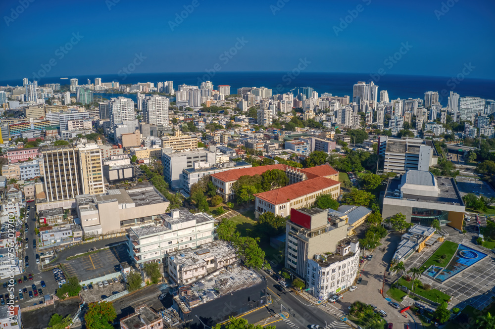 Aerial View of the Commercial Business District of San Juan, Puerto Rico