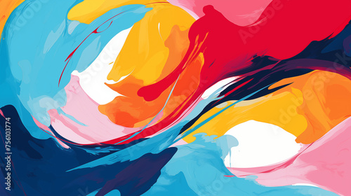 Swirling Dance of Red, Blue, and Yellow Abstract © heroimage.io