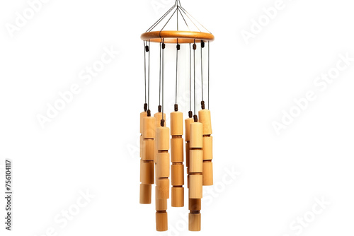 Serene bamboo wind chime, isolated.. On Transparent Background photo