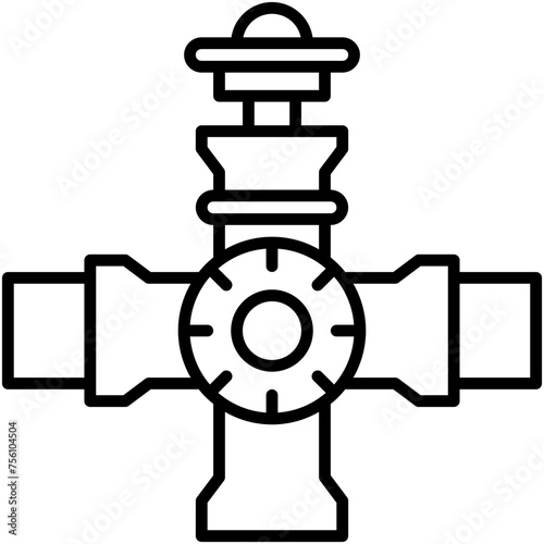 Valve Icon. Water Pipe Control Pictogram Graphic Illustration. Isolated Simple Line Icon For Infographic, App and Web Button.