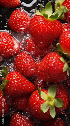 strawberries on wet background 