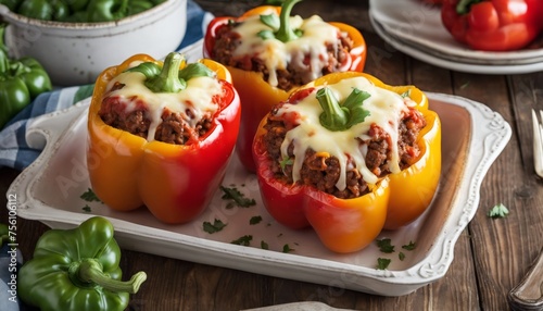Stuffed peppers,Kidney beans and corn,Stuffed peppers with meat 