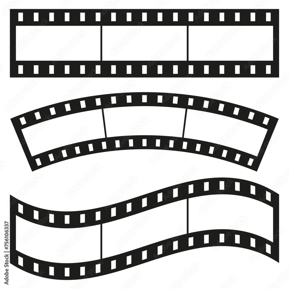 Set of Blank Film Strip Icons. Vector illustration. EPS 10.