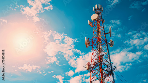 A tall tower with a lot of antennas on top of it