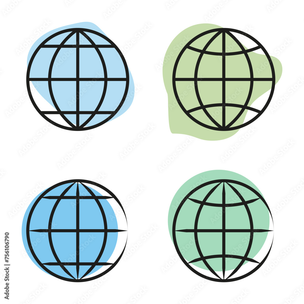 Global icons with shadows. Blue and green earth. Connectivity concept. Vector illustration. EPS 10. Global icons with shadows. Blue and green earth. Connectivity concept. Vector illustration. EPS 10.