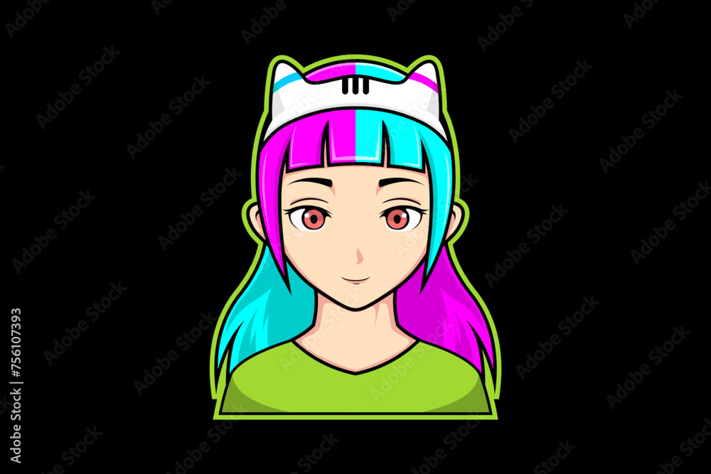 Mascot Character Vector Illustration of a Young Woman with a Beautiful Face Mascot Character Vector Illustration of a Young Woman with a Beautiful Face