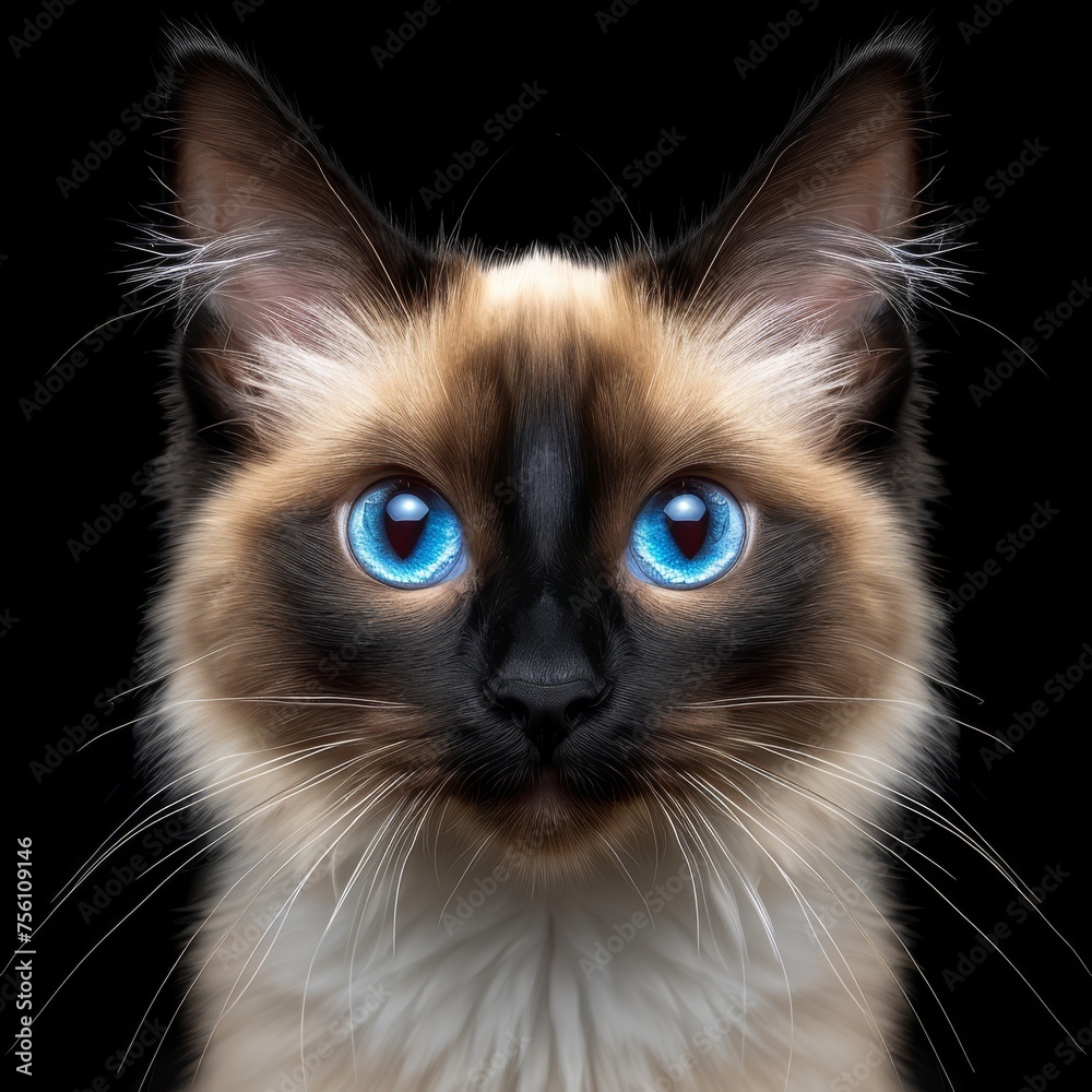 Majestic Siamese Cat with Piercing Blue Eyes