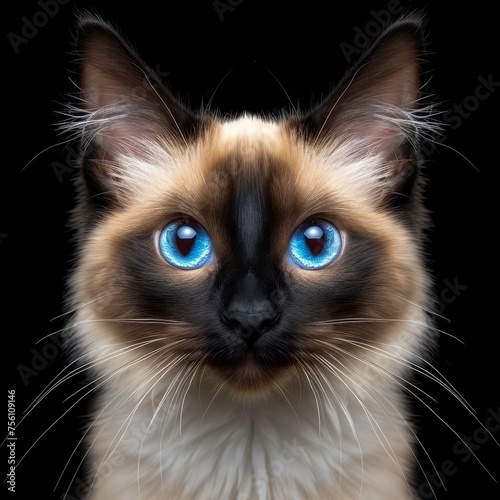 Majestic Siamese Cat with Piercing Blue Eyes © Raad