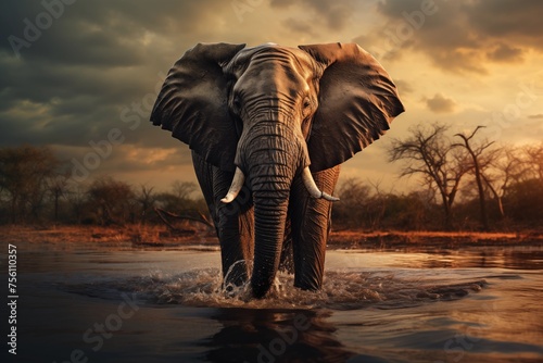 elephant at sunset wildlife  © -DEAR-