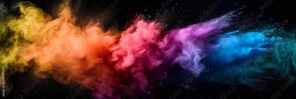 Colorful dust cloud and particles in space