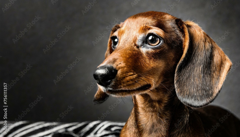 Close up shot of a brown dachshund dog
