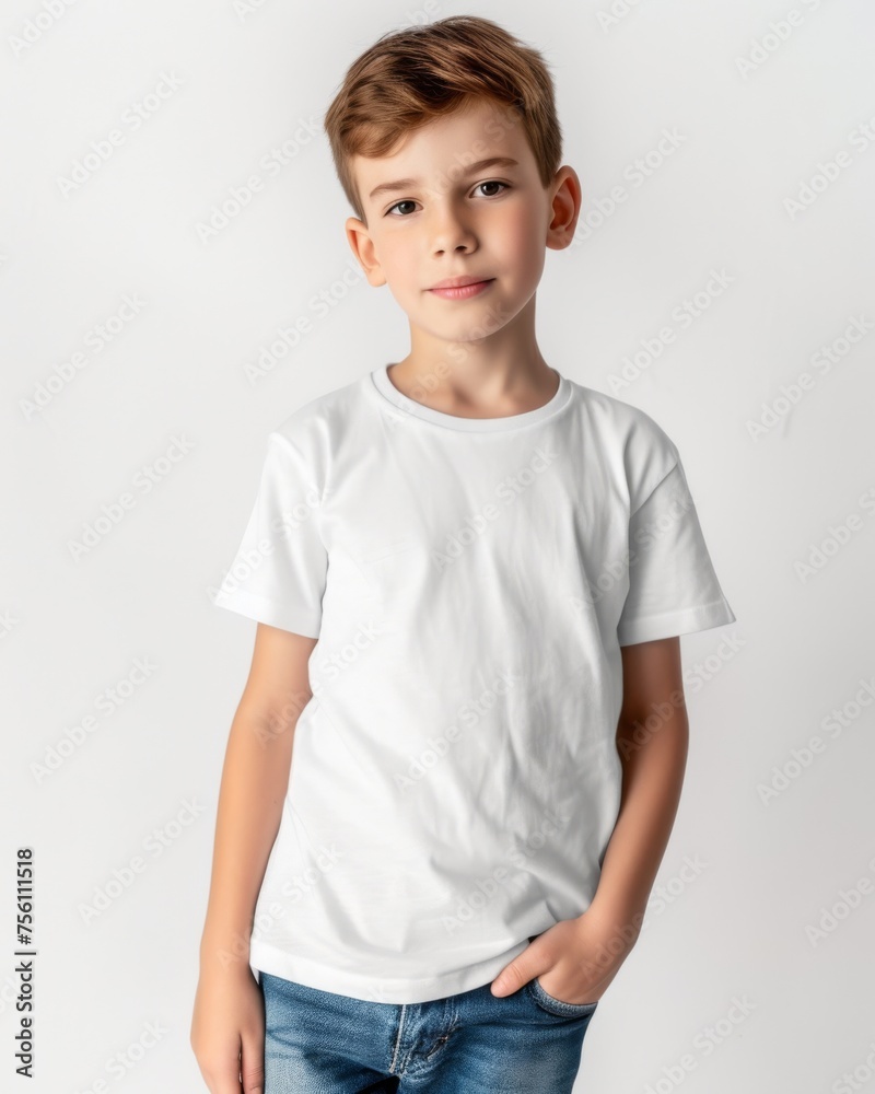 Boy in white t-shirt looking at camera Boy in white t-shirt looking at camera