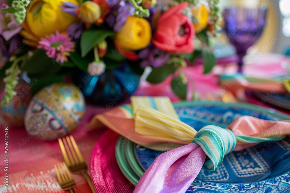 Spring Festivity on a Plate: How Ribbon-Tied Easter Napkins Add Charm to Your Holiday Table