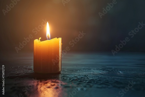 A minimalist candle flame against a dark serene background