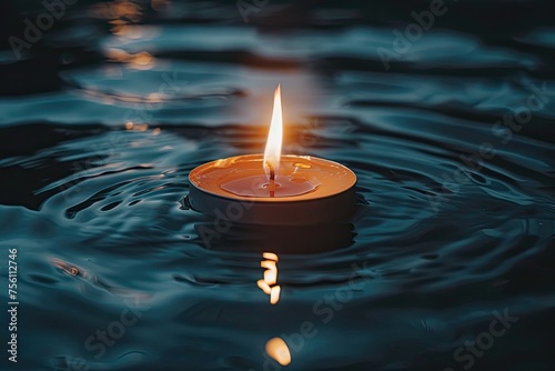 A minimalist candle flame against a dark serene background