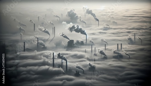 Factory Smoke and Smog Overlap © Klanarong Chitmung