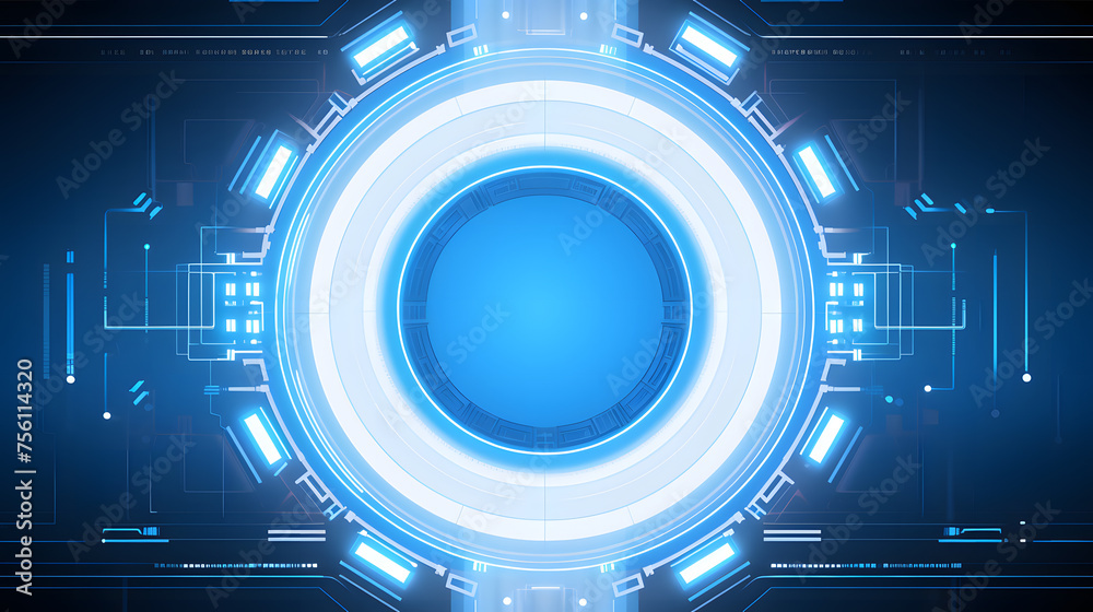 Obraz premium Abstract futuristic background with digital blue elements and tech circles