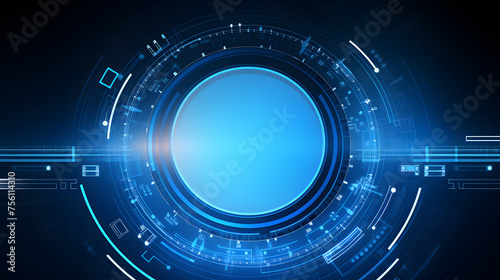 Abstract futuristic background with digital blue elements and tech circles