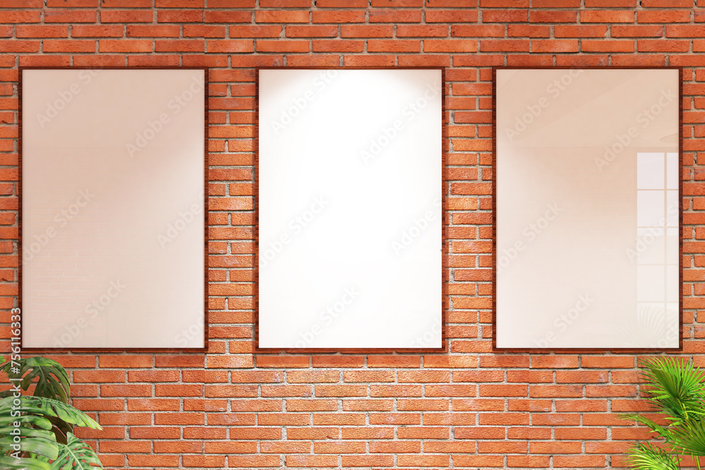 Background of red brick wall & frame mock up on the wall. Design 3d rendering of white and light wood. Design print for illustration, presentation, mock up, interior, zoom, background. Set 5 Background of red brick wall & frame mock up on the wall. Design 3d rendering of white and light wood. Design print for illustration, presentation, mock up, interior, zoom, background. Set 5
