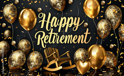 Happy Retirement Celebration with Golden Balloons
